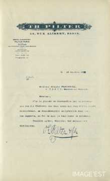 Certificat de la Maison Th. Pilter (Paris)